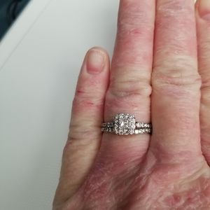 Vintage white gold diamond wedding set